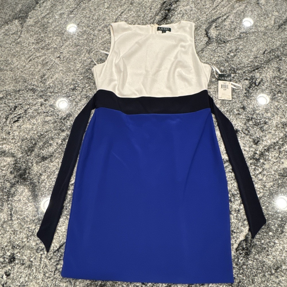 Lauren Ralph Lauren Women's Royal Blue Sleeveless Dress Size 12P #489
